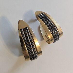 Vintage 80s Metallic Mesh Chunky Loop Earrings